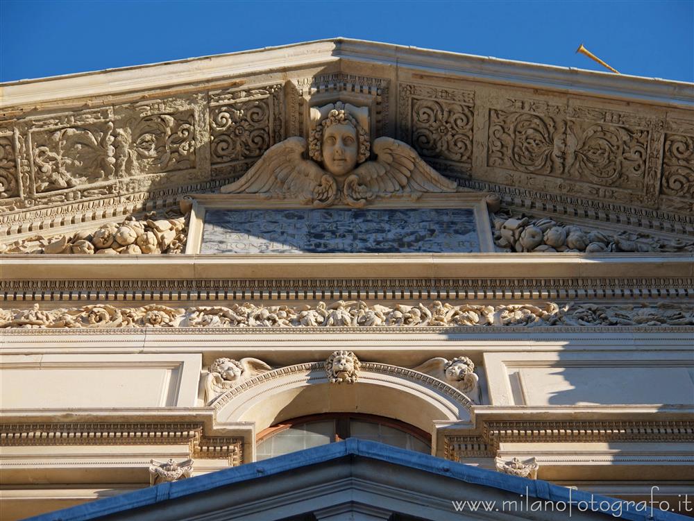 Saronno (Varese, Italy) - Detail of the facade of the Sanctuary of the Blessed Virgin of the Miracles